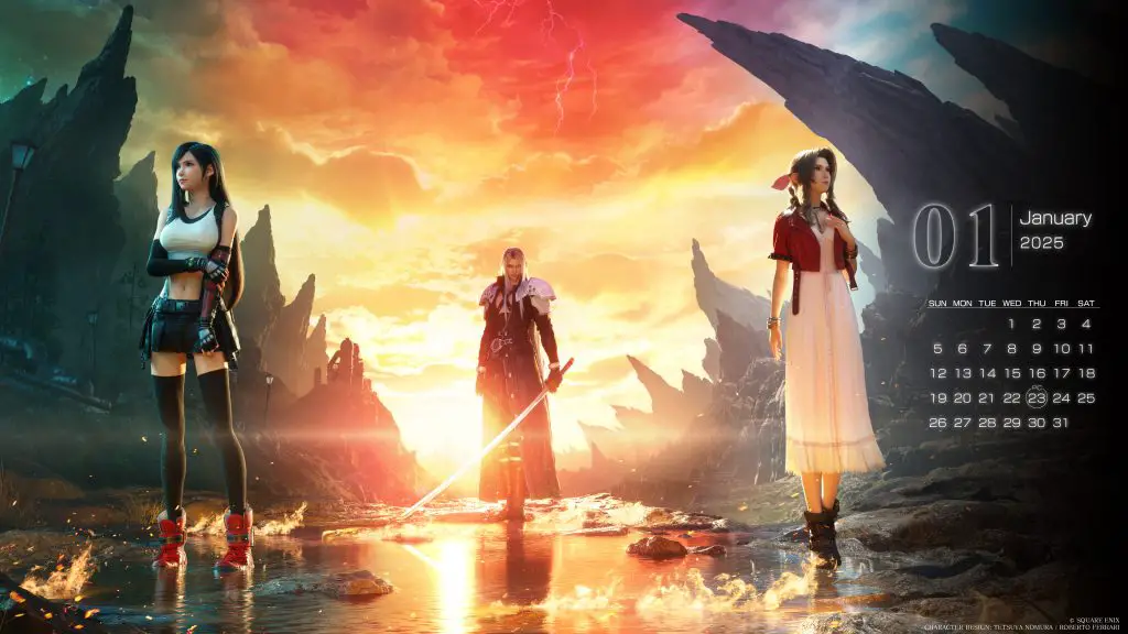 Square Enix 发布 2025 年 1 月《最终幻想 VII 重生》壁纸