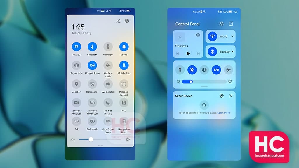 EMUI 11 与 HarmonyOS 2：快速设置中的变化