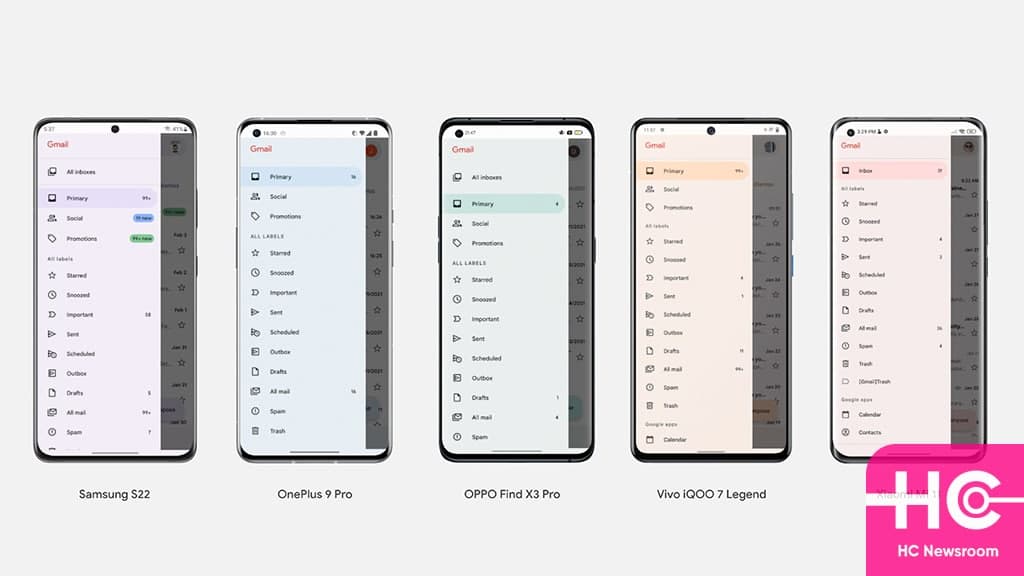 以下是支持 Google Android 动态色彩的设备